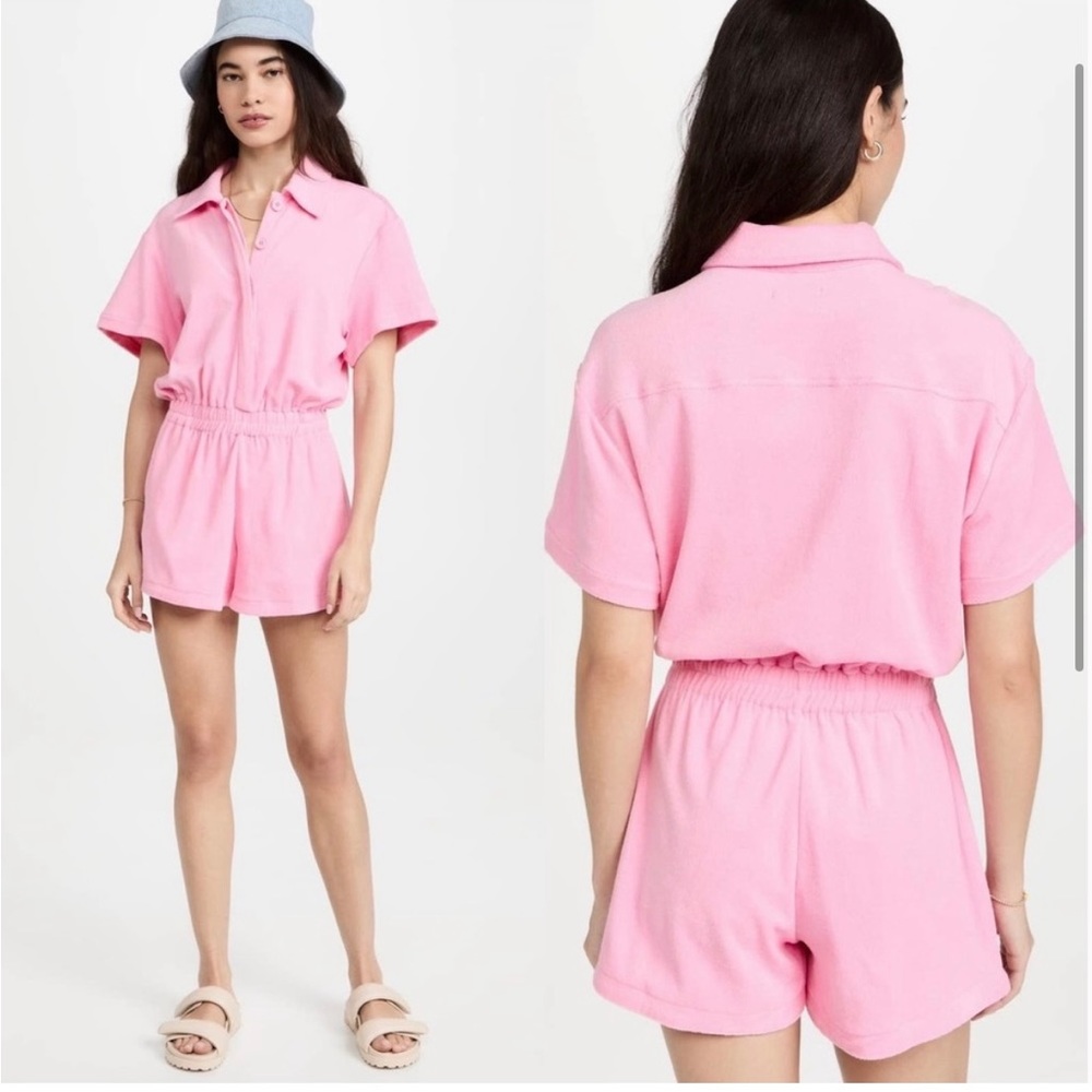 Good American Terry Pink Romper Jumper one piece S/M